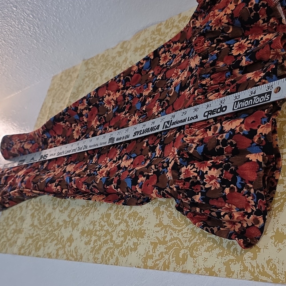 Vintage JCPenney Corduroy  Multicolor Floral Midi Dress Sz 15 - Picture 12 of 12